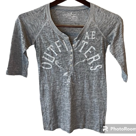 American Eagle Outfitters Tops - ~ American Eagle Vintage Henley Shirt Size S Grey